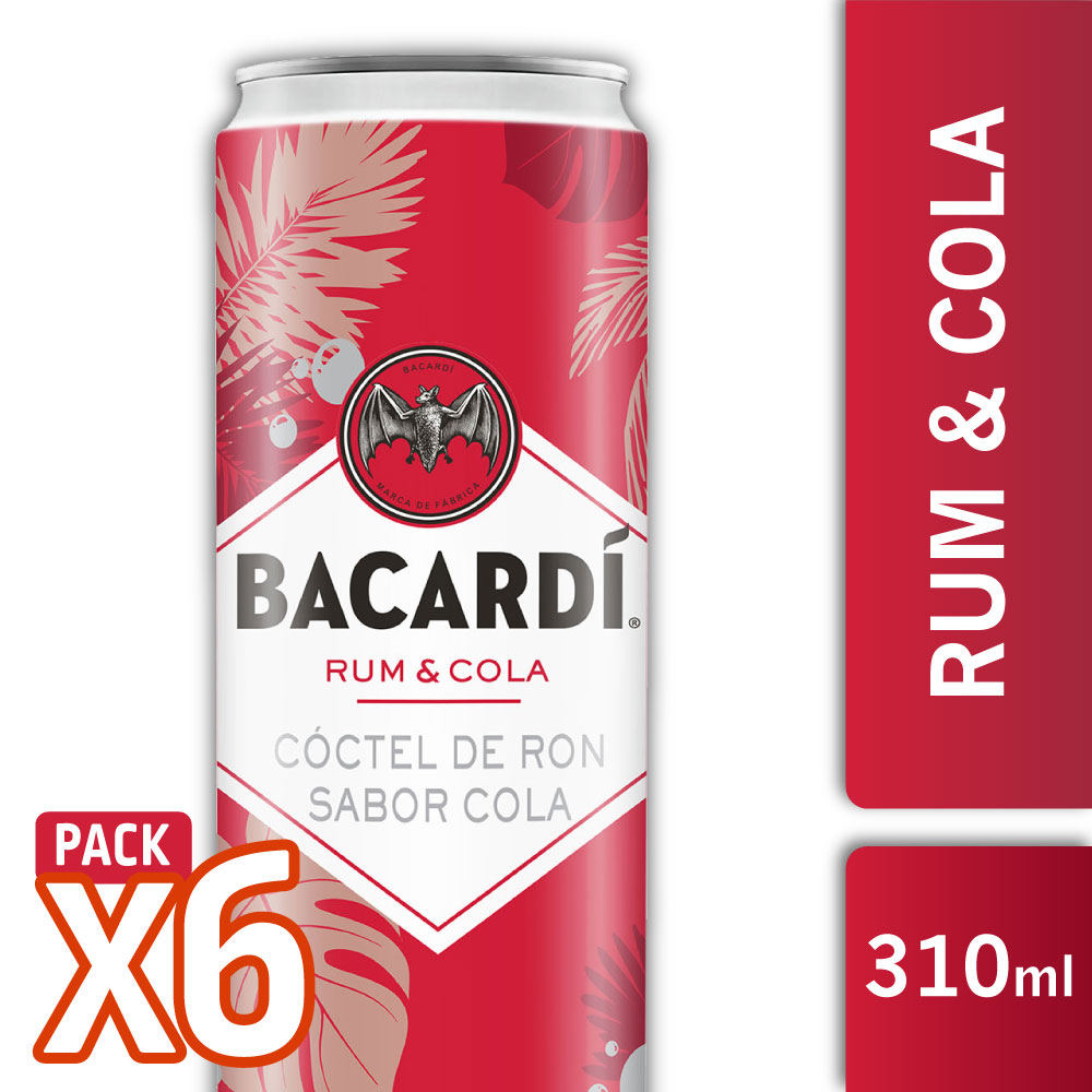 BACARDI RUM & COLA 310ml PACK x6