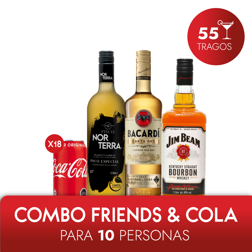 Combo Jim Beam White + Oro + Norterra Añejo + Cola